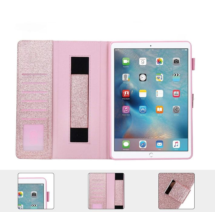 Etui Ochronne do iPad Mini 6 2021 Zamykane Portfel Brokatowe Różowe