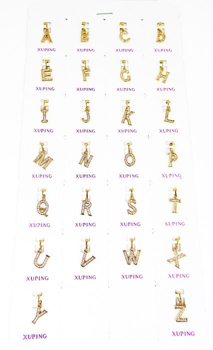 Zawieszka stal nierdzewna złota cyrkonie alfabet LITERKA nowa ZW40