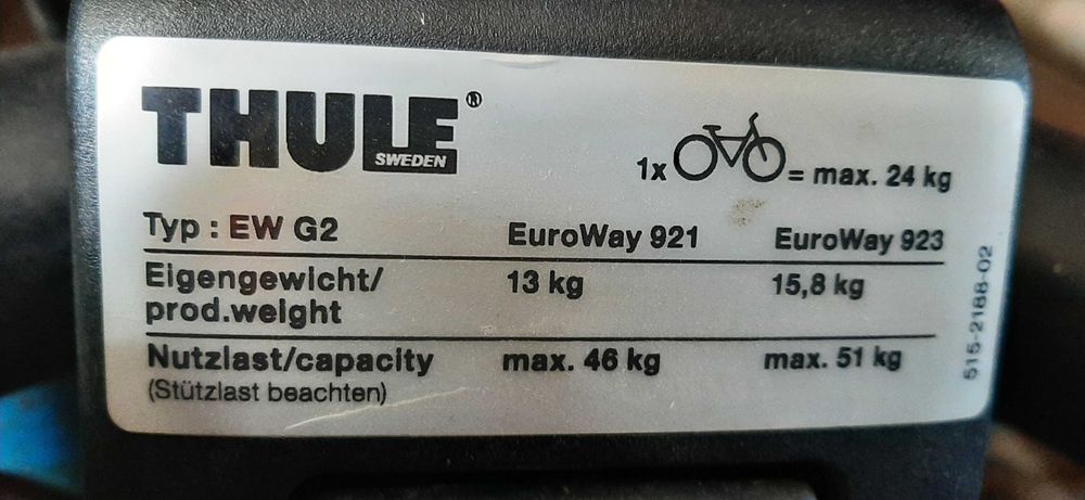 Bagażnik rowerowy Thule EuroWay 923 EWG2 na trzy rowery