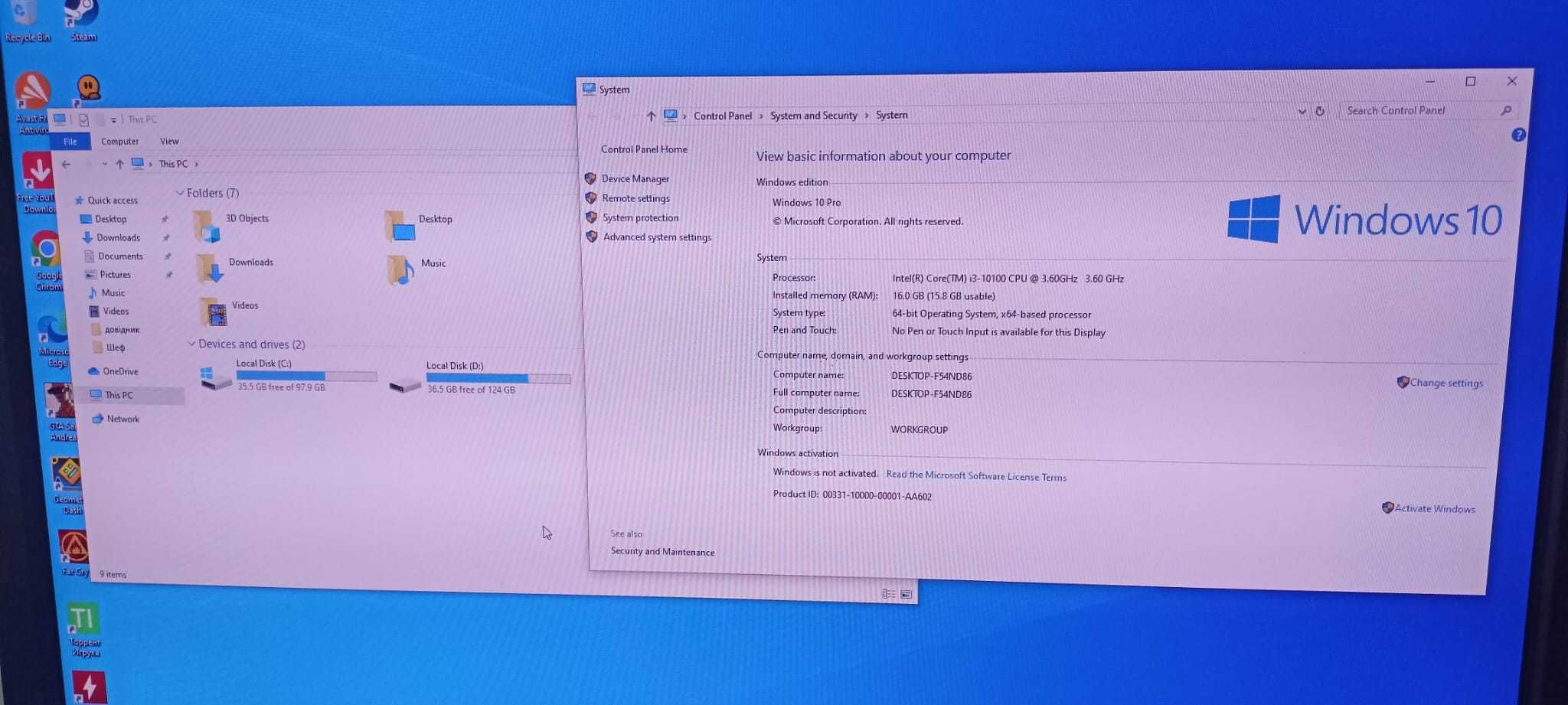 Komputer i3-10100 / 16GB RAM / SSD 240GB / H410M / 550W