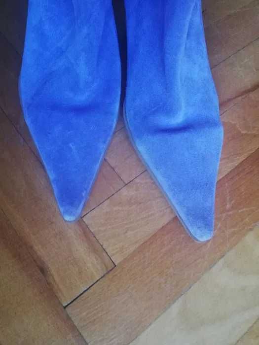 Kozaki damskie , skóra naturalna, zamsz , 39