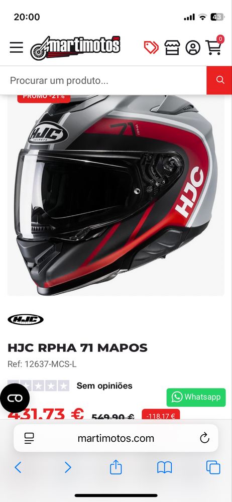 Capacete integral HJC RPHA 71 MAPOS Tamanho M