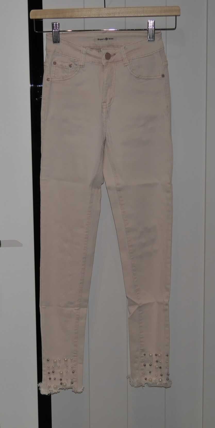 Elegant's Deluxe spodnie rurki perełki 34 XS