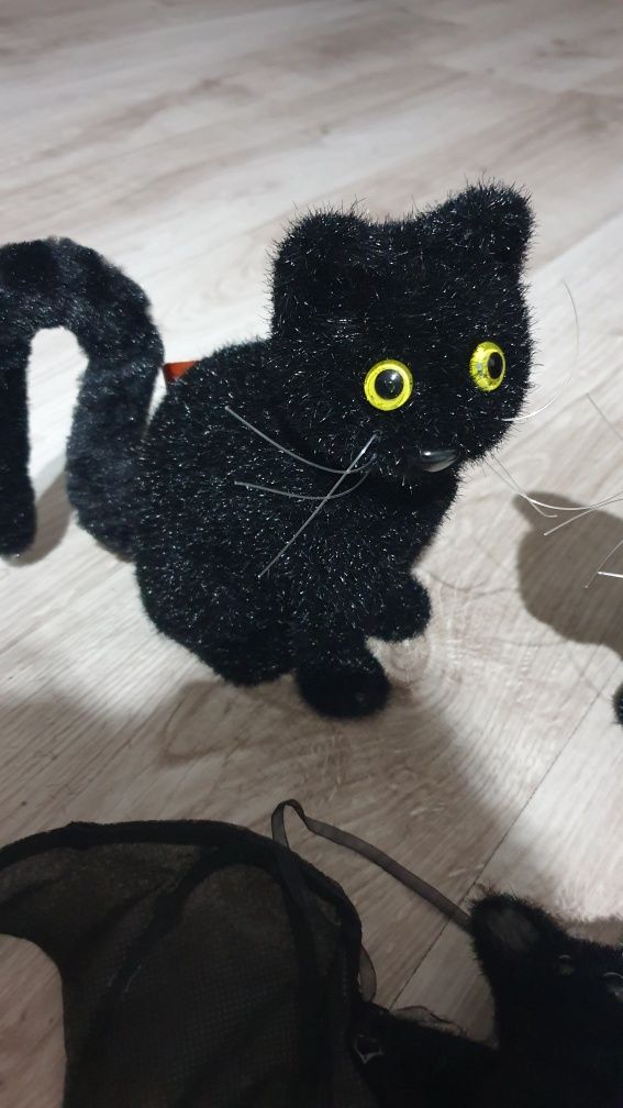 Kot czarny nietoperz figurki dekoracje ozdoby na taras z floku  3 szt