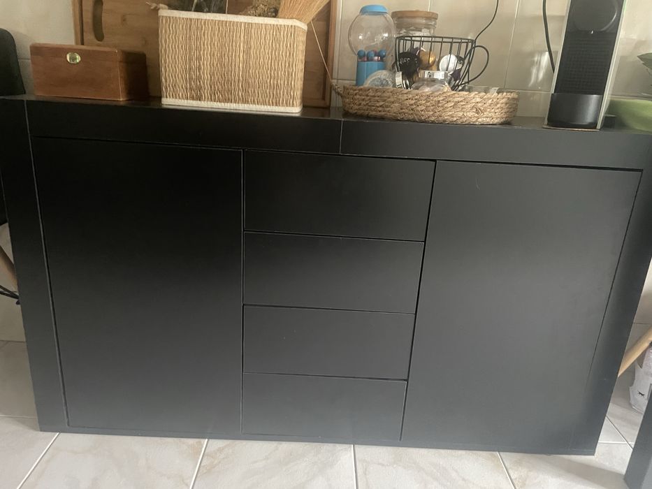 vidaXL Buffet com gaveta Preto 120 x 36 x 69 cm