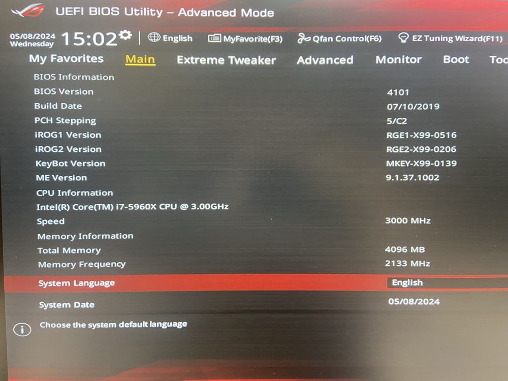 Asus Rampage V Extreme 2011-3 X99 I7- 5960X