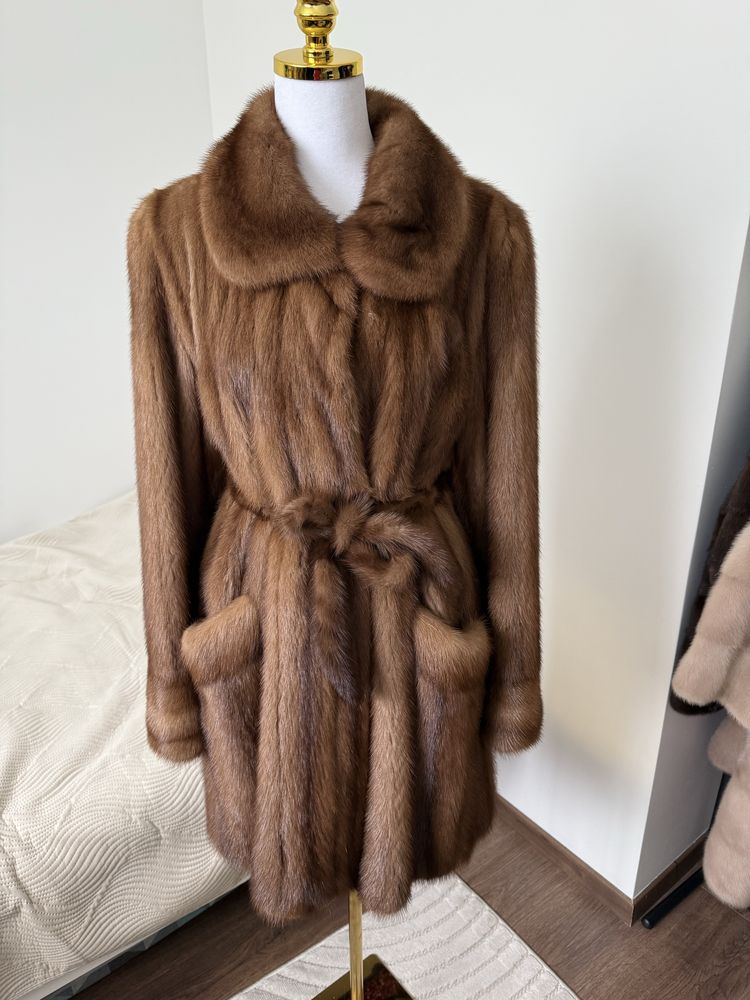 Futro naturalne z norek, L-XL