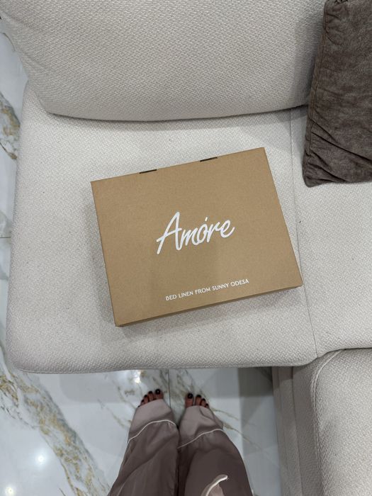 Комплект білої постільної білизни Amore, Бязь, Розмір Евро