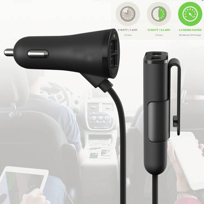 (NOVO) Carregador Auto 12V/24V - 4 Portas USB 5V 2,4A