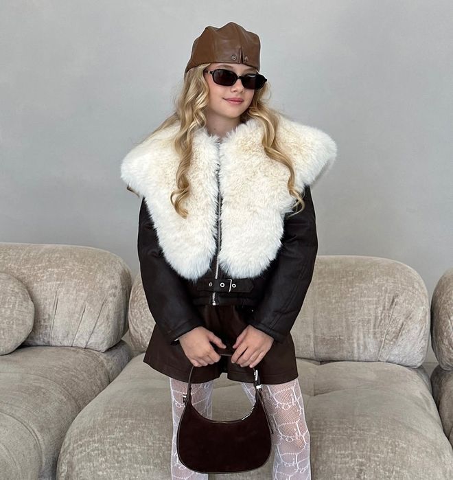 Зимова дубленка  для дівчинки на ріст 164-170