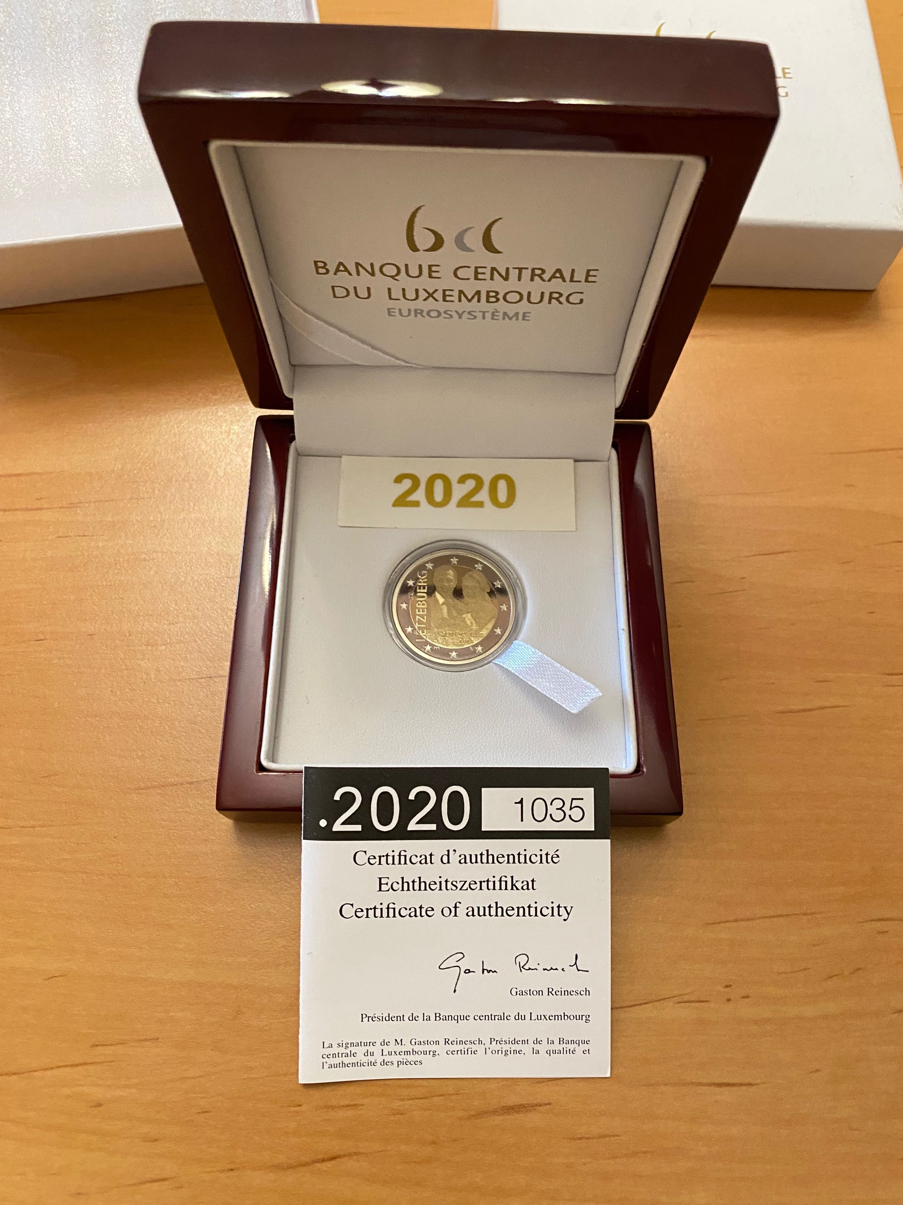 Moeda 2€ Luxemburgo 2020 - Proof Invertida - Rara - Príncipe Carlos