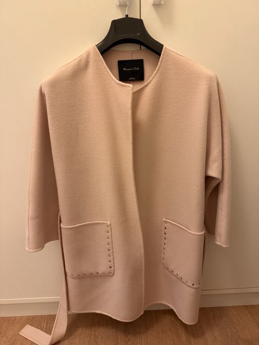 Рожеве шерстяне пальто MASSIMO DUTTI