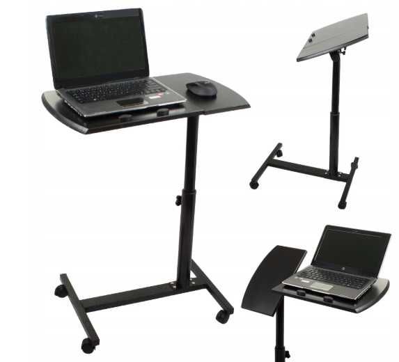 Стол подставка для ноутбука на колесиках черный