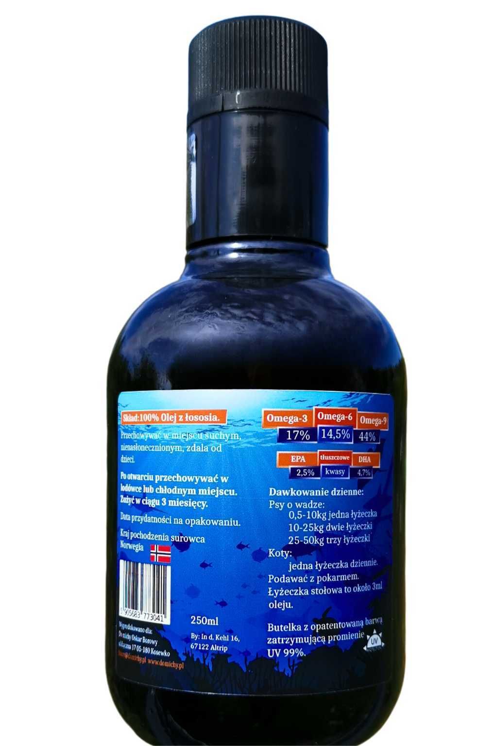Olej z łososia Do michy 250ml grube szkło