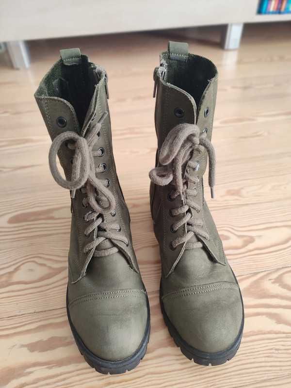 Botki kozaki skórzane Margo shoes khaki, ciemnozielone, rozmiar 37