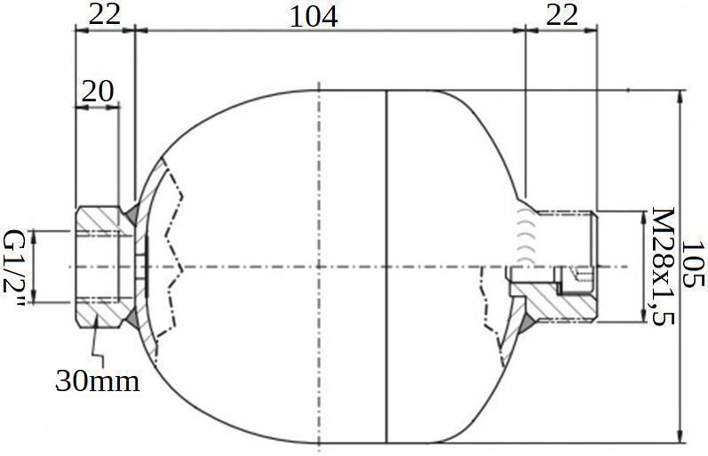 AMORTYZATOR Hydroakumulator Podwójny 0,5 L G1/2 [8315]