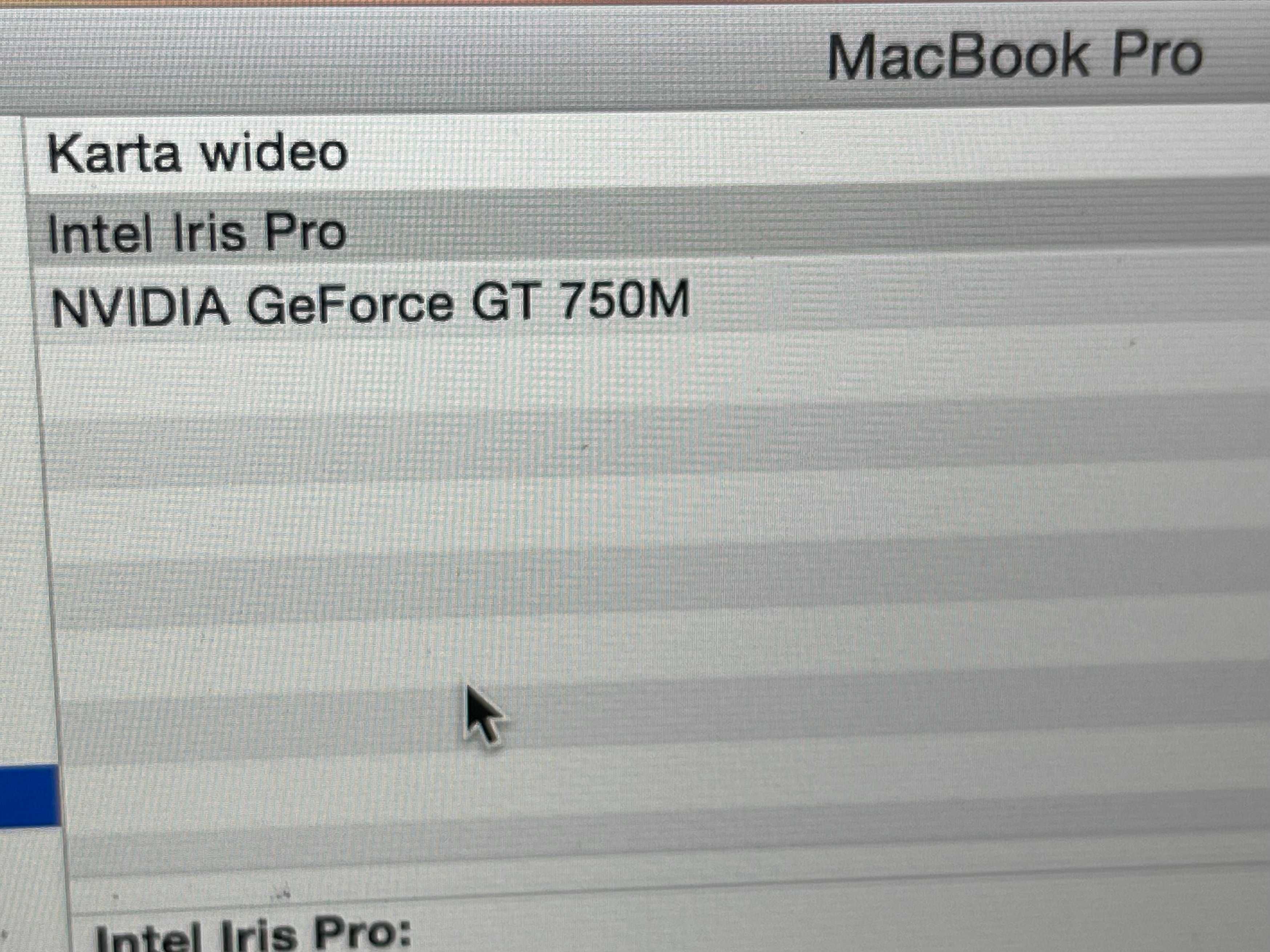 MacBook Pro 15” (Mid 2014), i7, 16GB RAM, GT 750M – uszkodzona matryca