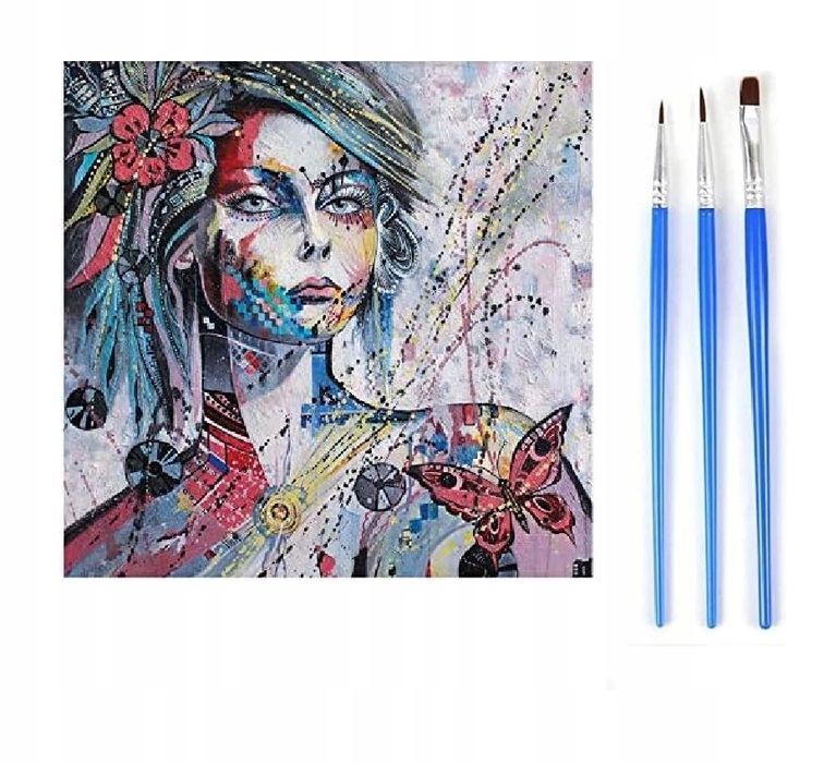 Obrazy dla dorosłych malowanie po numerach Kobieta i Motyl,