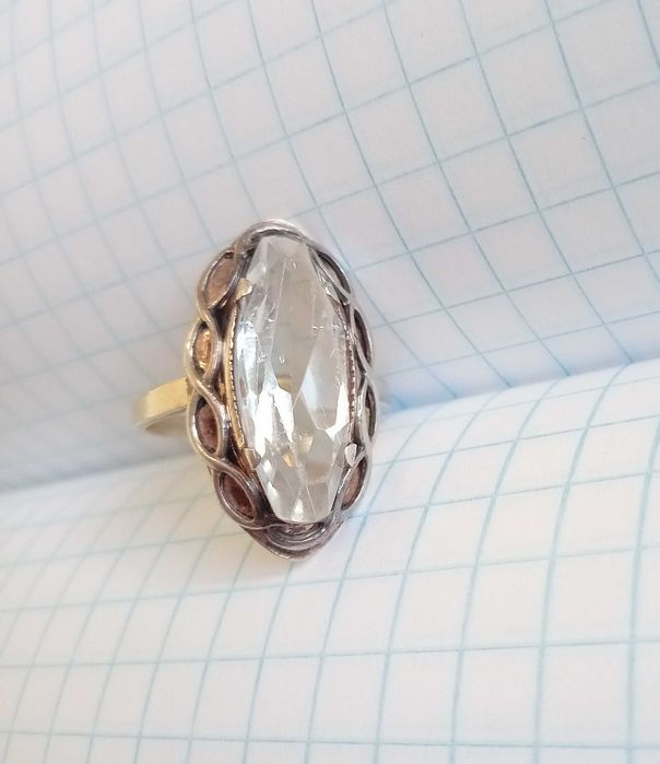 Вінтажне Кольцо Срібло 875 проби, зірочка. Прозорий камінь. СССР