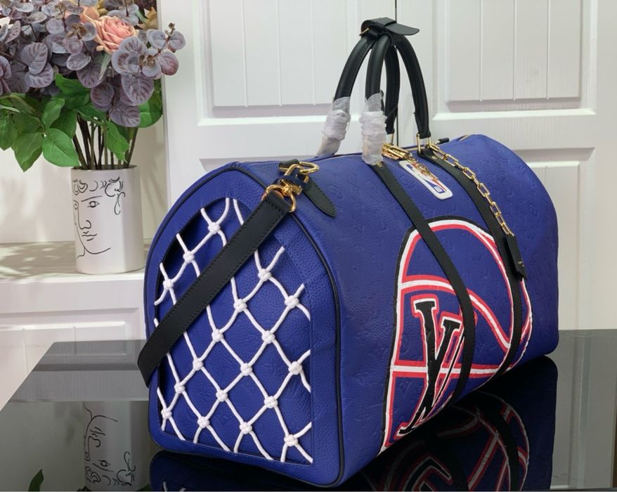 Louis Vuitton Keepall NBA синяя мужская сумка дорожная спортивная