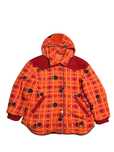Wzorzysty Polar w kratkę owoce z odpinanym kapturem Fleece Jacket 90s
