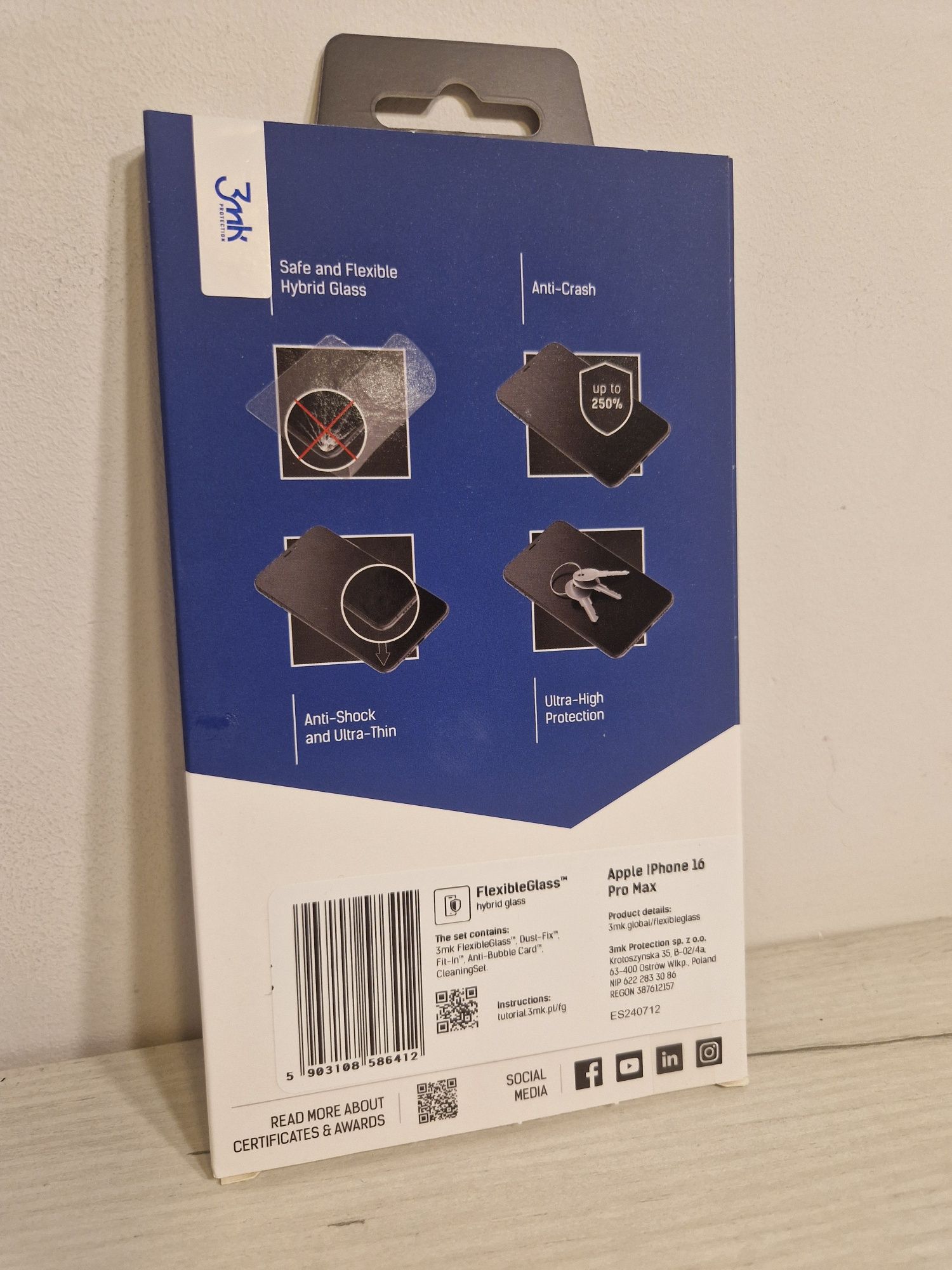 Hartowane szkło hybrydowe 3MK FlexibleGlass do Iphone 16 Pro Max