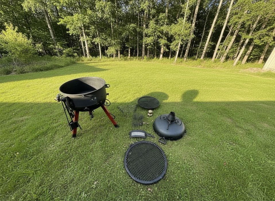 Ręcznie robiony Grill z Wędzarnią z elementami kutymi i osprzętem