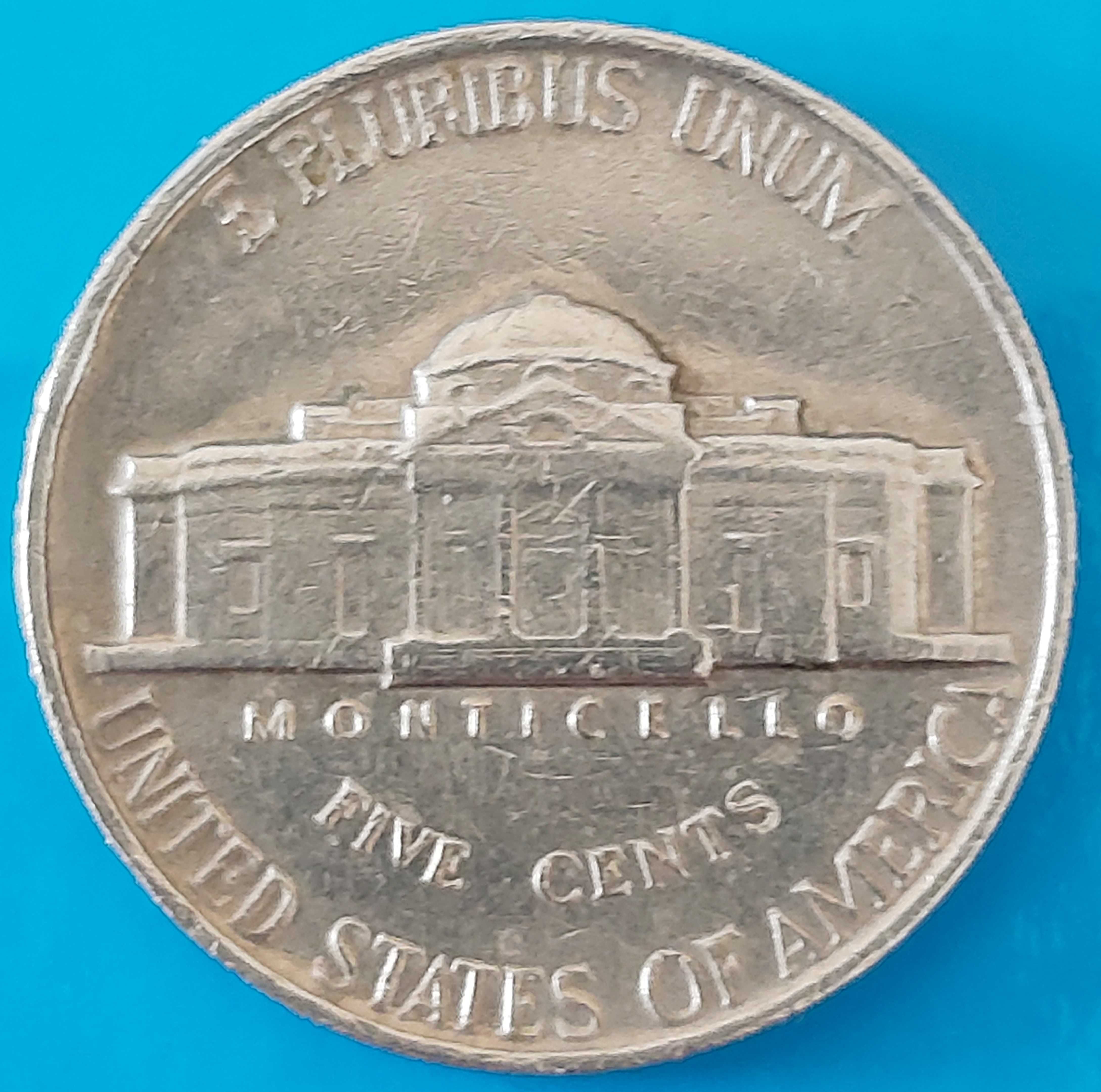 Five Cent do ano de  1963, sem marca cunhagem,  USA, Tomás Jefferson