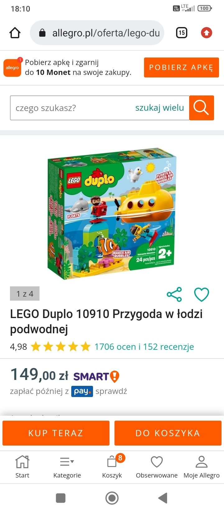 LEGO Duplo przygoda w Łodzi podwodnej 10910