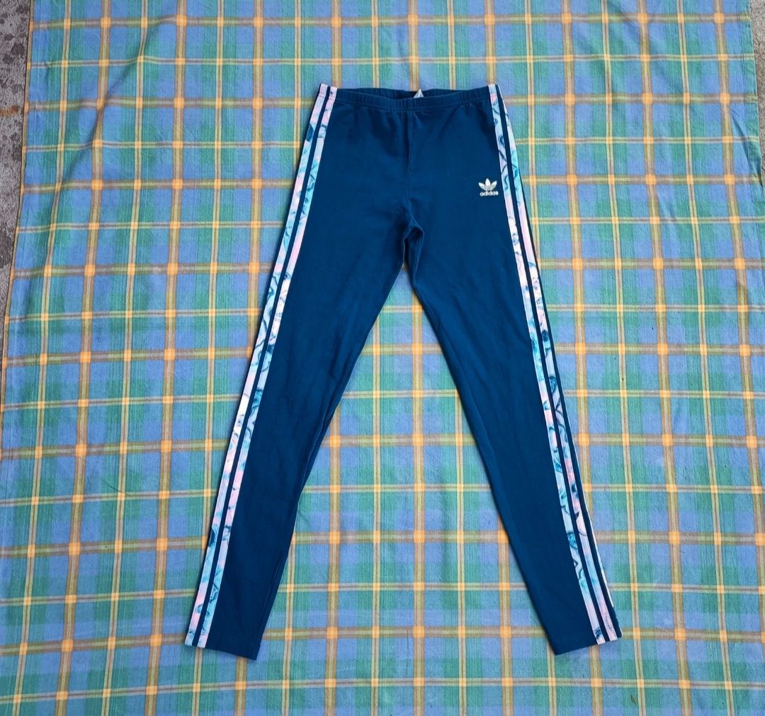 Spodnie sportowe legginsowe Adidas z bawełny rozm 164