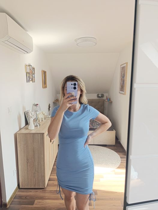 Sukienka marszczona dopasowana XS s letnia luźna kobieca