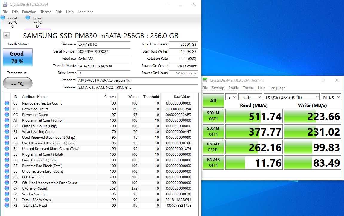 Диски SSD mSATA 256GB Samsung, Lite-ON с Гарантией в Хорошем Состоянии