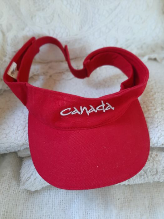 Y2k vintage czapka osłona przeciwwloneczna czerwona visor Canada