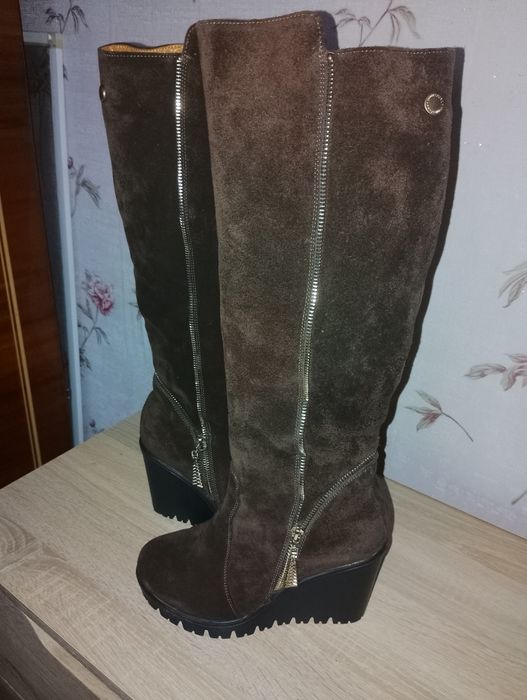 Сапоги жіночі натуральна замша зимові р38