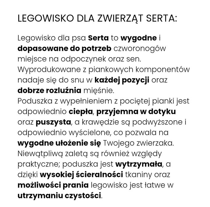 SERTA Legowisko dla psa