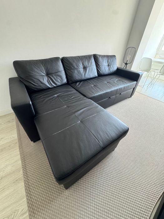 Sofá-cama Chaise Long Preto