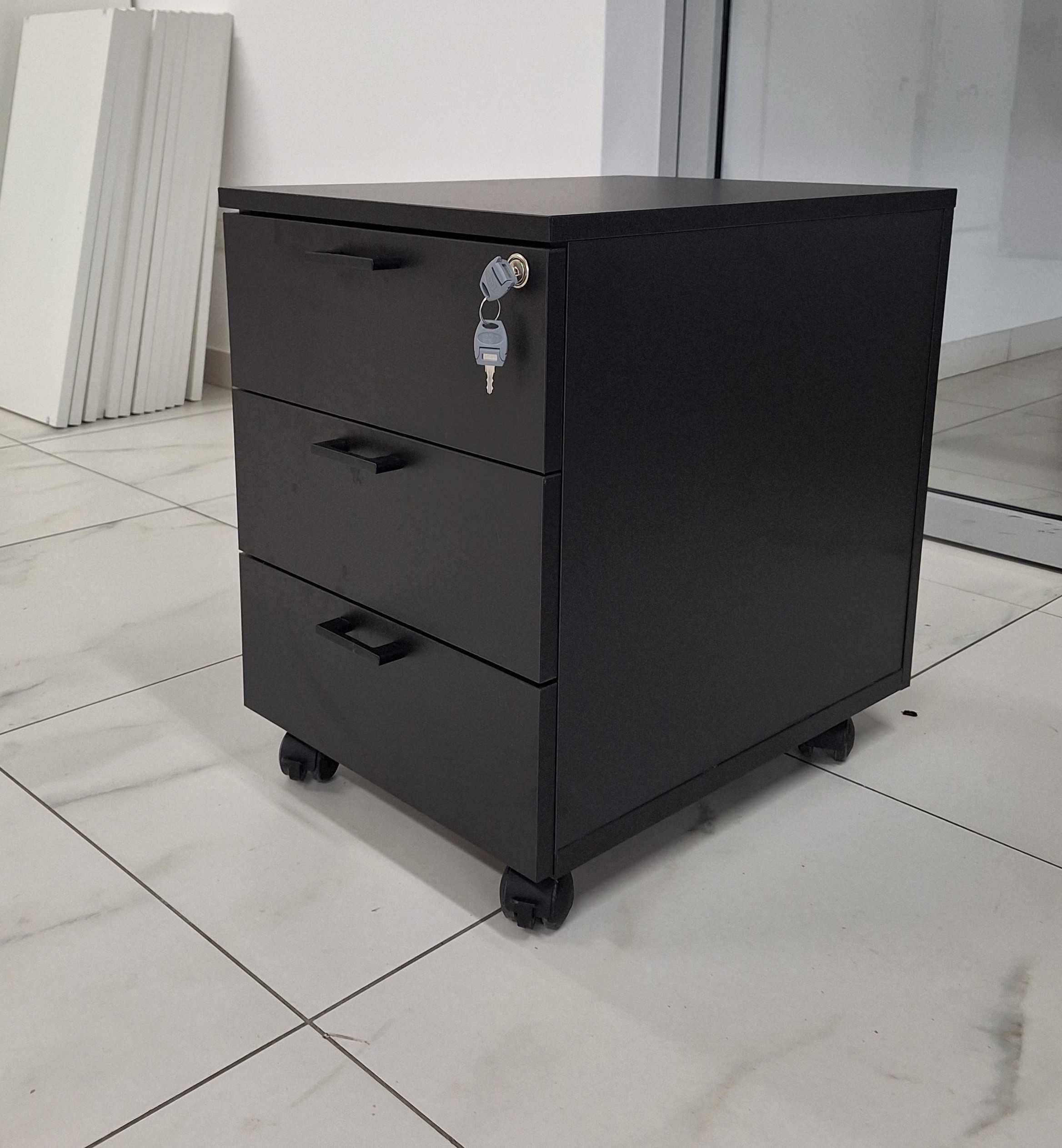 Kontener biurowy mobilny czarny z zamkiem 42,1 x 55,2 x 57,3