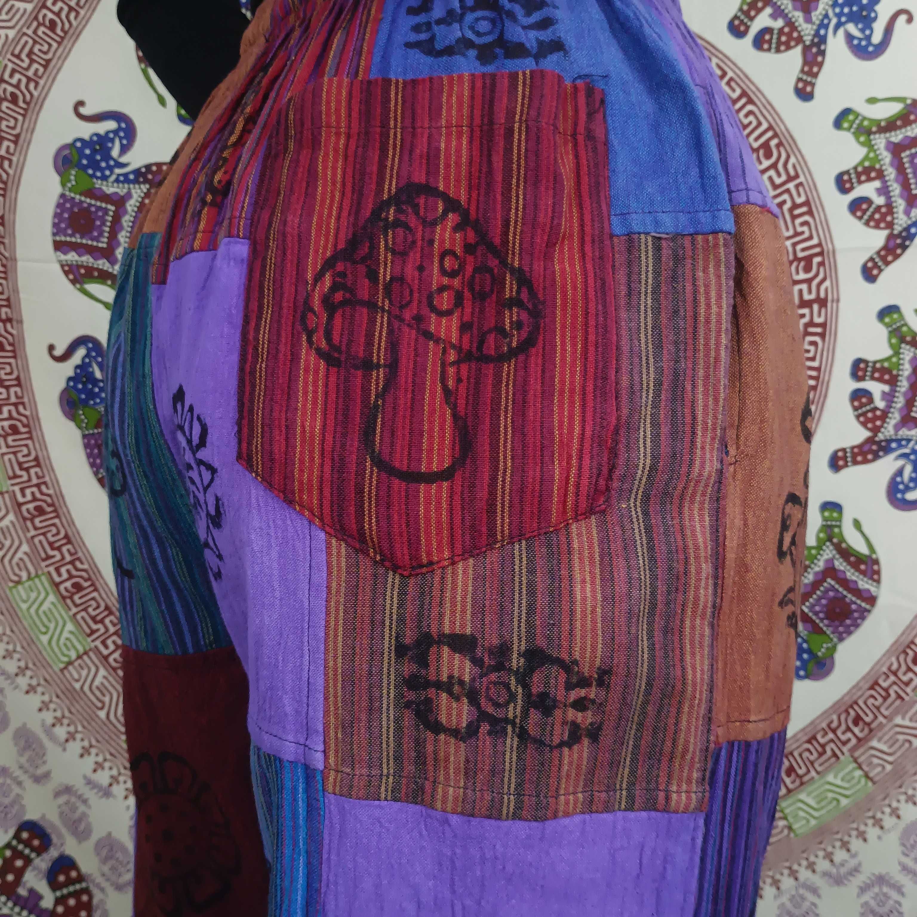Spodnie - Patchwork - Nomad Sari - Fioletowe Tony - Nepal - S/M