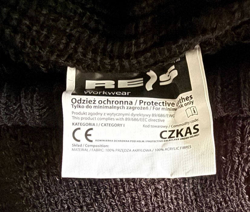 4 szt. kominiarka reis CZKAS uniwersalna czarna