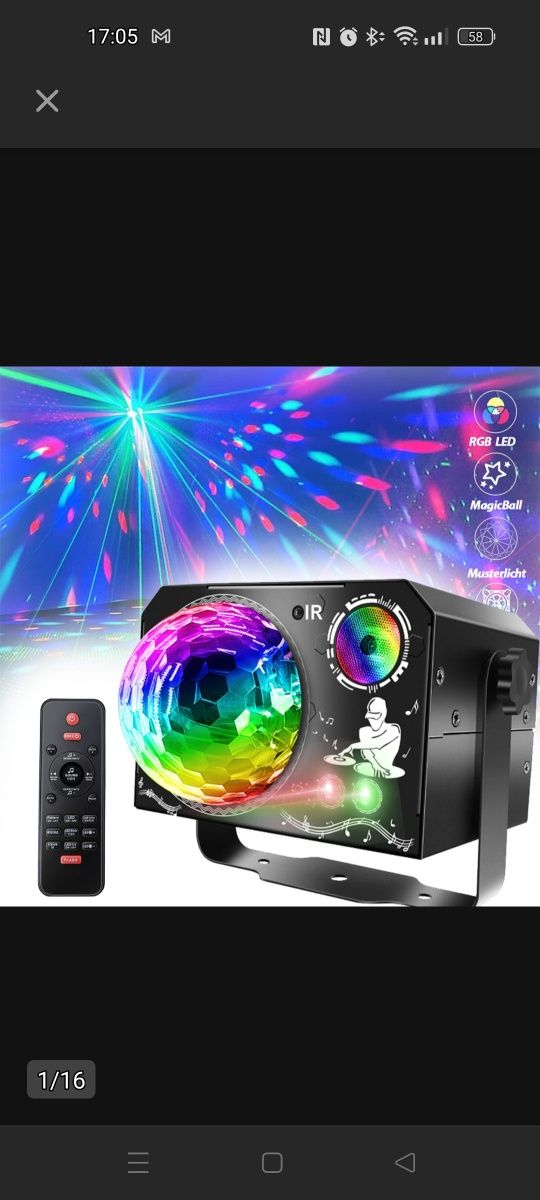 Efekt świetlny na imprezę laser kula rbg + PILOT