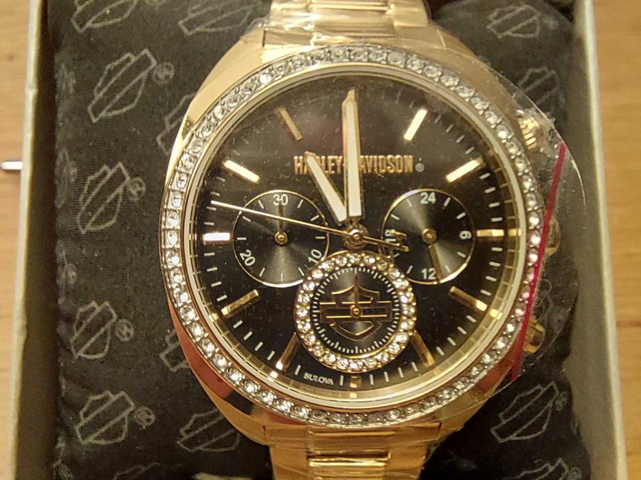 Harley Davidson Bulova Piękny Zegarek Damski Złoty Kolekcja Rocznicowy