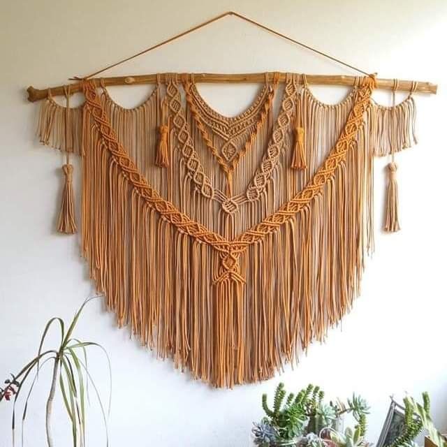 Painel macrame Grand-Castanho