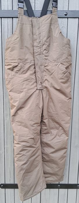 Spodnie wędkarskie ocieplane Nowe Crane na szelkach brązowe rozm. L