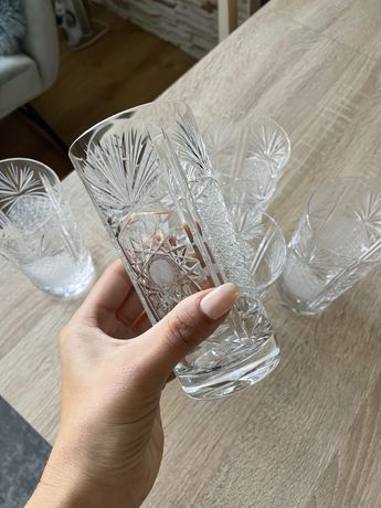 Komplet zestaw 6 szklanek literatek krysztalowych
