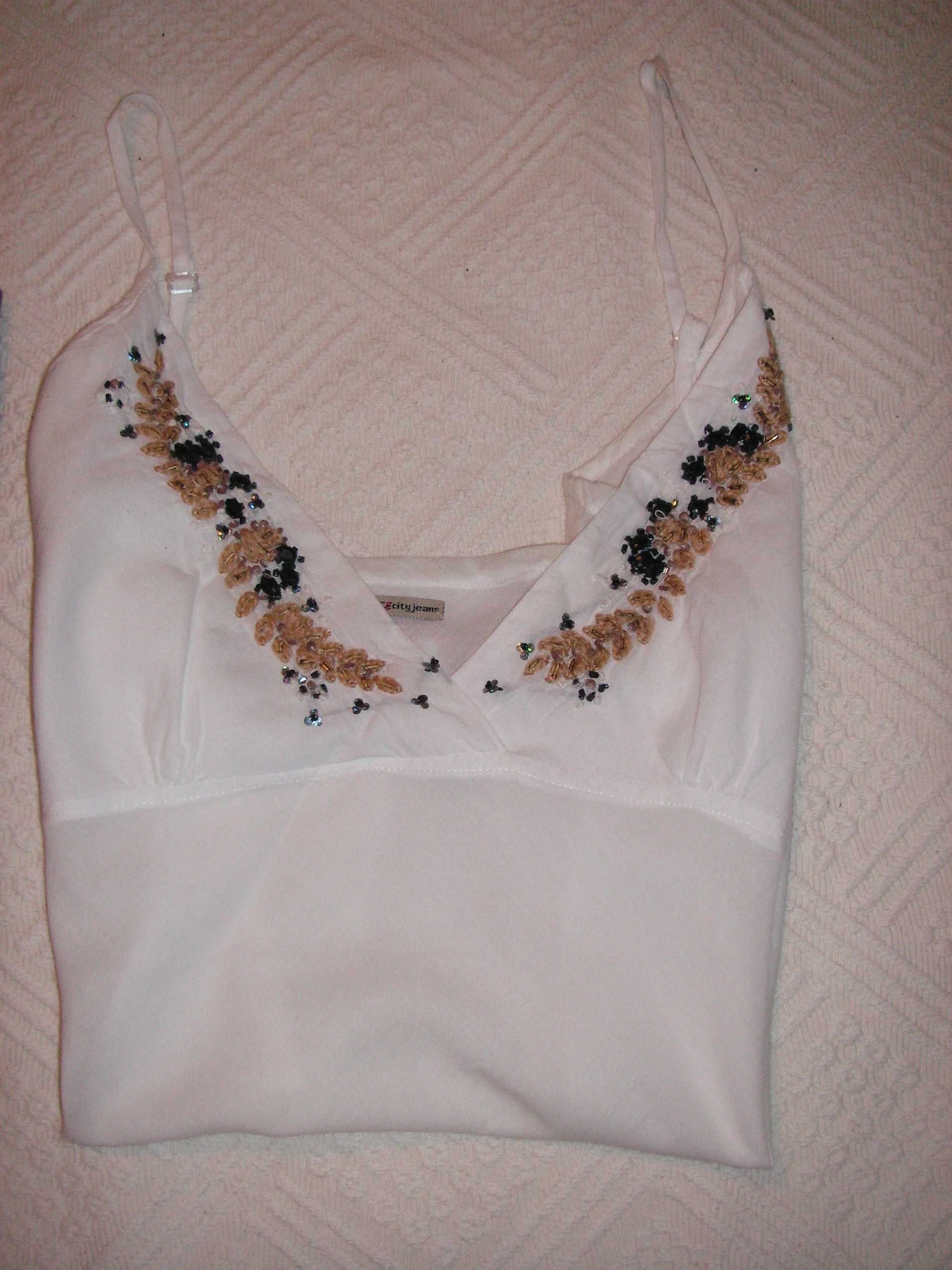Top Branco City Jeans, Túnica / Vestido / T Shirt Rebeca