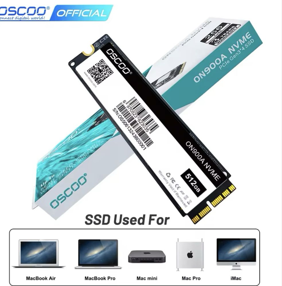Жосткий диск OSCOO ON900A SSD 512GB для Apple MacBook Air Pro iMak