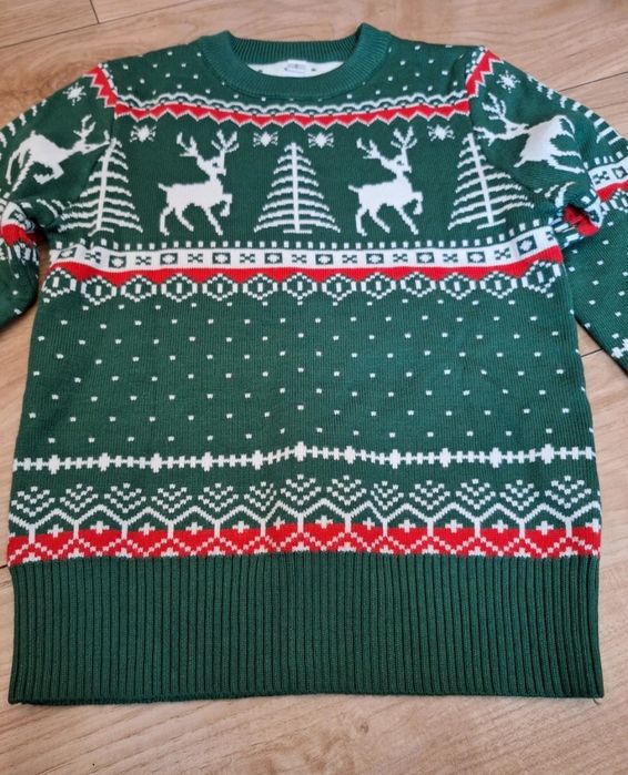 Bawełniany miekki sweter świąteczny chłopięcy rozm 104