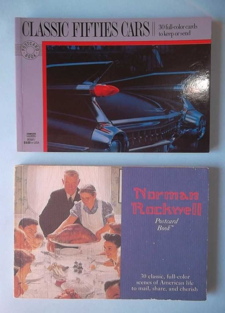 2 Livros de Postais : Norman Rockwell / Classic 50s Cars