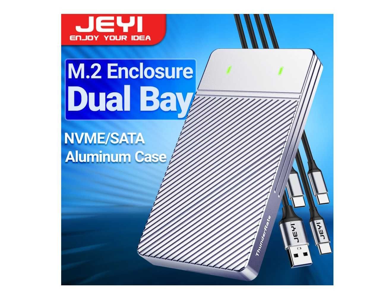 Внешний адаптер JEYI Dual Bay M.2 NVMe 2280 PCIe SSD to USB 3.2 карман