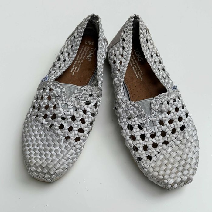 Espadryle Toms Srebrne W6.5 37 Ażurowe Siateczka